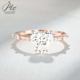 Heart Moissanite Ring with 3CT D Color Moissanite S925 10k 14k 18k Plated White Yellow Rose Gold Wedding Engagement Charm Jewely