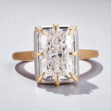 Radiant Cut Ring with 5CT D Color Moissanite Diamond 10k 14k 18K Gold Plated 925 Silver for Women Man Engagement Wedding Jewely