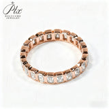 Moissanite Ring Full Eternity Engagement Ring Emerald Cut 18K 14K Gold Silver Band Wedding Band jewelry for Women Bezel Set