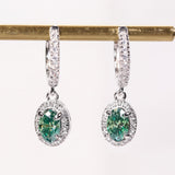 Total 4ct Green Oval Moissanite Drop Earrings with Certificate Passed Diamond Test Women 's Jewelry Christmas Gift S925 Silver