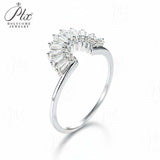 Sector Finger Ring with D Color Tifang-shaped Moissanite 10k 14k 18K Gold Plated 925 Silver for Daily Party Fine Jewely Gift