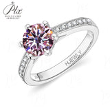 Moissanite Ring 6 Claws Silver Ring 12 Colors Round 1CT 925 Sterling Sliver Fine Jewelry Birth Stones Wedding Gift Jewel Ring