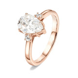 Pear Cut Moissanite Engagement Ring in 10K/14K/18K Gold Classic Solitaire Promise Ring Perfect Wedding Anniversary Gift