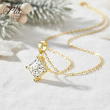 Princess Cut Classic Necklace 1/2/3CT D Color Moissanite S925 Plated White Yellow Rose Gold Chain for Engagement Chrisrmas Charm
