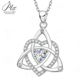 Heart-shaped Clover Necklace 925 Sterling Silver with Moissanite Round Cut VVS1 Jewelry Gift for Women’s Special Occasions