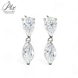 Moissanite Earrings with 4CT Multicolor Pear Marquise Cut Moissanite 925 Silver Ear Stud for Woman Fashion Daily Christmas Jewely