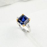 Ring with 4-6.9CT Asscher Cut Lab Grown Ruby Sapphire Colombian Padparadscha 925 Silver for Christmas Exquisite Gift Fancy