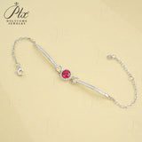 Lab Grown Ruby Sapphire Padparadscha Round Brilliant Cut Bracelet White Gold Fine Jewelry Wedding Gift