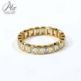 Moissanite Ring Full Eternity Engagement Ring Emerald Cut 18K 14K Gold Silver Band Wedding Band jewelry for Women Bezel Set