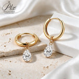 Lab Grown Diamond Earrings New Arrival Design 10K/14K/18K Solid Yellow Gold Pear Cut 1ct DEF VS Minimalist Stud Earrings for Women Hypoallergenic for Daily Wear Factory Direct Supply