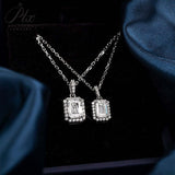 Emerald Cut 1/2CT 925 Sterling Silver Halo Moissanite Pendant Necklace Women Only Gifts For Festivals And Anniversaries
