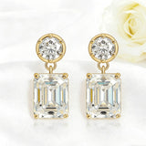 Moissanite Round Cut+Emerald Cut D White Earrings White Gold Yellow Gold Designer Studs Fine Jewelry Anniversary Wedding Gift