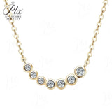 Seven-Round Bezel-Set Necklace with D Color Round Moissanite S925 Plated White Yellow Rose Gold Chain Engagement Chrisrmas Daily