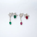 0.8-7CT Oval Cut Ruby/Sapphire/Colombian Emerald Earrings Lab-Grown Gemstone Jewelry Gift for Christmas Easter Hypoallergenic