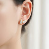 Double Clover Earrings with4CT D Color Marquise Cut Moissanite 925 Silver Plated White Yellow Gold Ear Stud Fashion Daily Jewely