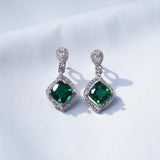 Lab Grown Gemstone Earrings 1.8-2.7CT Chubby Square Ruby Sapphire Colombia Side Moisanite S925 for Women Engagement Christmas