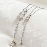 Classic Bubble Necklace D Color Round Moissanite Diamond S925 Silver Plated Dainty Chain for Enegament Party Daily Perfect Gift