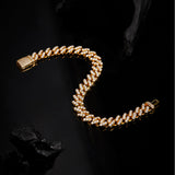 Single Row Double Row Triple Row Moissanite Cuban Link Bracelet 925 Silver Round Cut D Color Suitable for Women Man  Engagement