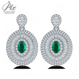 0.8-7CT Oval Cut Ruby/Sapphire/Colombian Emerald Earrings Lab-Grown Gemstone Jewelry Gift for Christmas Easter Hypoallergenic