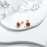 Flower-Shaped Earring Jewelry with Moissanite/Sapphire/Ruby 925 Sterling Silver Plated Screwback Earrings for Women