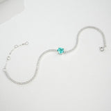 Lab-Grown Gemstone Bracelet Round Ruby Colombian Paraiba Four-Prong 925 Sterling Silver CZ Accents Christmas Gift NoFade Quality