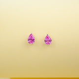 Lab Grown Gemstone Earrings 3.7-5CT Ruby Sapphire Colombia Padparadscha 925 Silver Three Claw Design Pear Earring Hypoallergenic