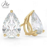 D Color Moissanite Pear Shape Moissanite Stud Screw Back Earring Jewelry 100% 925 Sterling Silver For Women Gift