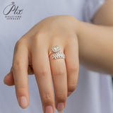 Feather Cushion Cut Champagne Moissanite Wrap Ring Women Only Gifts For Festivals And Anniversaries