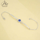 Lab Grown Ruby Sapphire Padparadscha Round Brilliant Cut Bracelet White Gold Fine Jewelry Wedding Gift