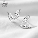 Double Clover Earrings with 2CT D Color Marquise Cut Moissanite 925 Silver Plated White Yellow Gold Ear Stud Fashion Daily Jewely