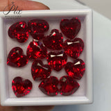 Loose Multi-Size Heart-Shaped Lab-Grown Rubies Exquisite Jewelry Raw Materials Certificate Available