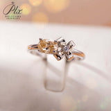 Bowknot Oval Cut Champagne Moissanite Solitaire Ring Women Only Gifts For Festivals And Anniversaries