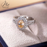 Floral Champagne Oval Moissanite Double-Band Ring Women Only Gifts For Festivals And Anniversaries