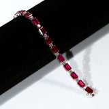 Cultured Ruby/Colombian Emerald Tennis Chain Emerald Cut Exquisite Synthetic Gemstone Unisex Style 925 Silver Allergy-Free