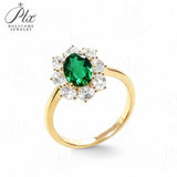 Flower Ring with 1.7-2.5CT Oval Lab Grown Ruby Sapphire Colombian Padparadscha 925 Silver Women Engagement Christmas Party Gift