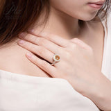 Oval Cut Champagne Moissanite 2CT Adjustable Double Halo Half Eternity Adjustble Ring