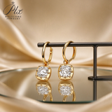 Lab Grown Diamond Earrings Spark Cushion Cut 2ct DEF VS 10K/14K/18K Solid Yellow Gold for Women Hypoallergenic Versatile Daily Wear