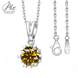 Moissanite Necklace Snowflake Pendant Multicolor Round Cut 925 Sterling Silver 1ct  For Women Wedding Bridal Fine Jewelry Charms