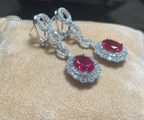 0.8-7CT Oval Cut Ruby/Sapphire/Colombian Emerald Earrings Lab-Grown Gemstone Jewelry Gift for Christmas Easter Hypoallergenic