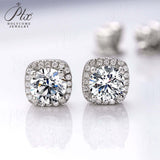Moissanite Square Halo Stud Earrings Women Only Gifts For Festivals And Anniversaries