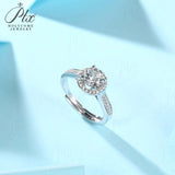 Round Shape Moissanite Halo Half-Eternity Adjustable Ring