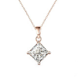 Princess Cut Classic Necklace 1/2/3CT D Color Moissanite S925 Plated White Yellow Rose Gold Chain for Engagement Chrisrmas Charm