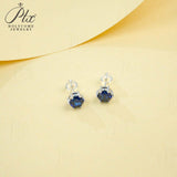 Round Colored Gemstones Earrings with Ruby Sapphire Colombia Padparadscha Paraiba S925 Four-claw Six-claw Design Fishion Gift