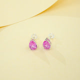 Lab Grown Gemstone Earrings 3.7-5CT Ruby Sapphire Colombia Padparadscha 925 Silver Three Claw Design Pear Earring Hypoallergenic