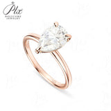 Moissanite Ring with 2CT D Color VVS1 Pear Moissanite S925 10k 14k 18k Plated White Yellow Rose Gold Daily Charm Party Jewely