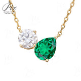 Round 6.5mm Pear 7×9mm Moissanite Diamond Necklace 3EX Hearts and Arrows  VVS1 D Color Ruby Sapphire  Columbia Emerald  Fancy Color Moissanite  Gift