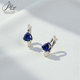 Chubby Triangle Colored Gemstone Earrings with 1.6-2CT Ruby Sapphire Colombia for Women's Gentle Fashionable Jewerly Ear Studs