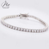 Four-Claw Tennis Bracelet With 5mm Round Moissanite Diamonds 925 Silver Plated With White Gold Daily Jewelry For Women Christmas & Anniversary Gift Allergy