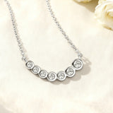 Seven-Round Bezel-Set Necklace with D Color Round Moissanite S925 Plated White Yellow Rose Gold Chain Engagement Chrisrmas Daily