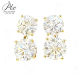 Earrings with 5.6/10CT D Color Round Moissanite 925 Silver Plated White Yellow Gold Ear Stud for Women Fashion Daily Jewely Gift